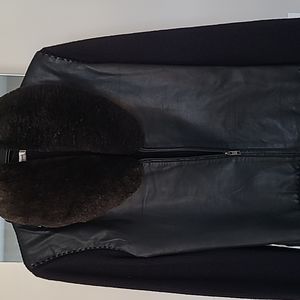 Goat leather and knit top